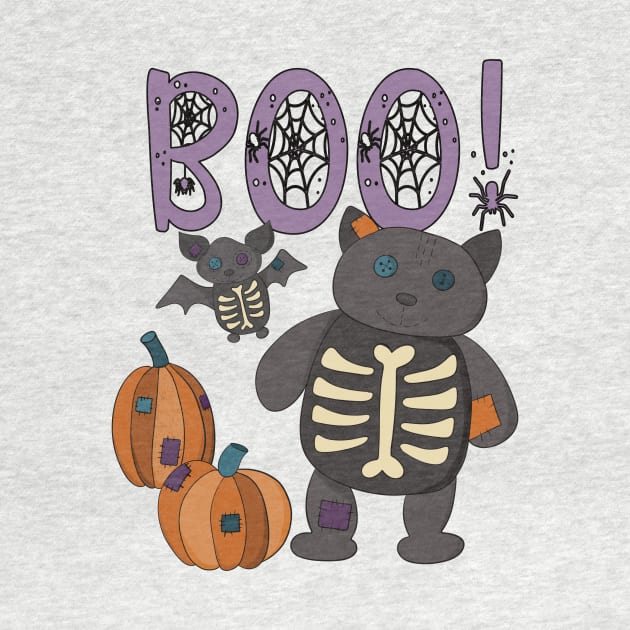 Boo Halloween Bat and Cat by Alissa Carin